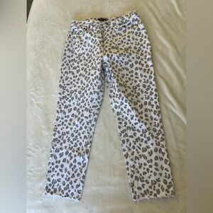 Abercrombie & Fitch Animal Print Straight Leg Jeans - White and Gray